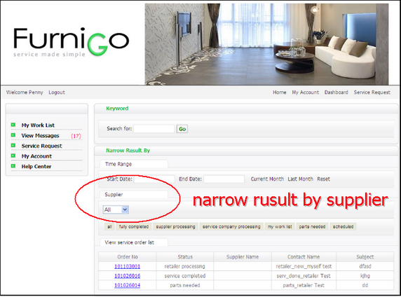 retailer list page by supplier